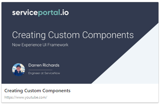 Creating Custom Components video from serviceportal.io