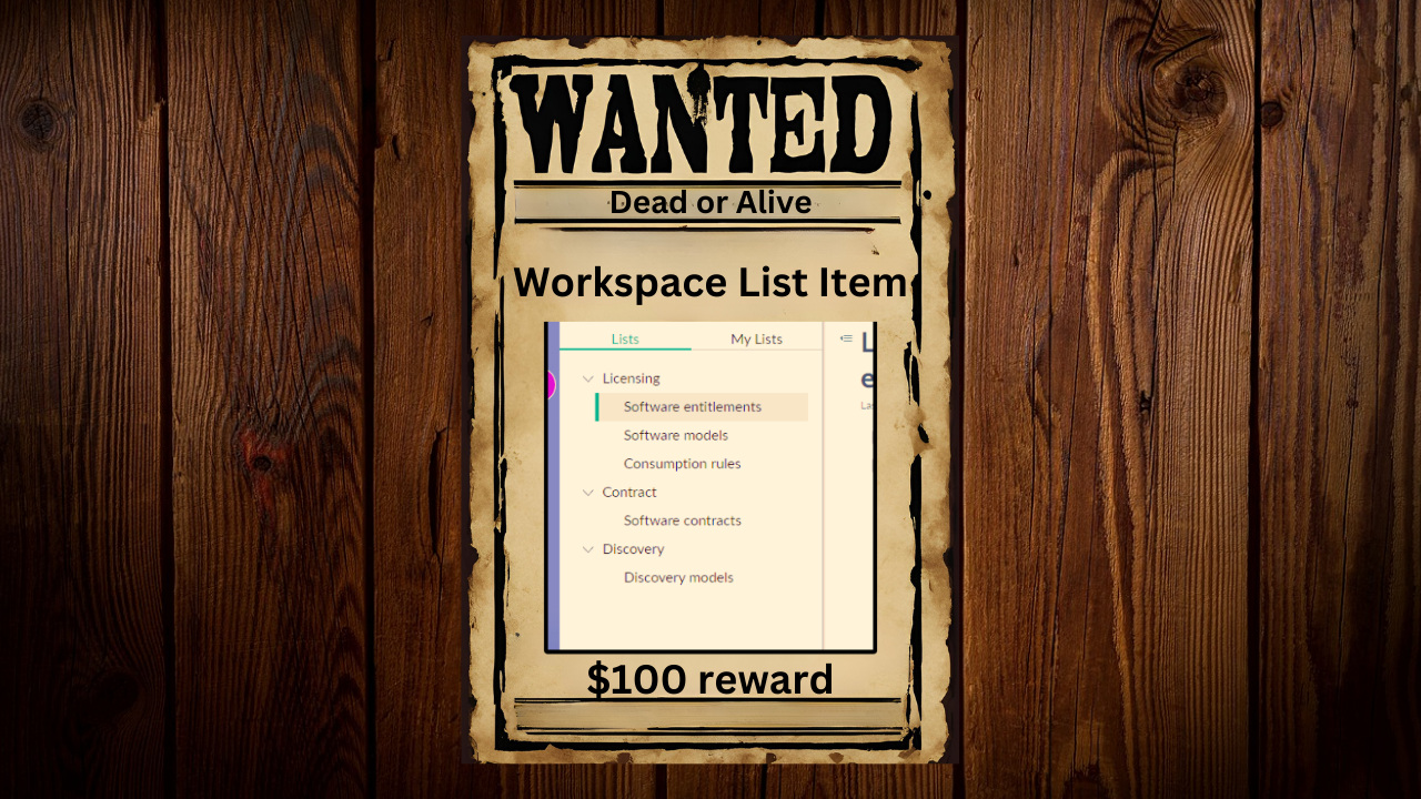 Wanted dead or alive workspace list item $100 reward