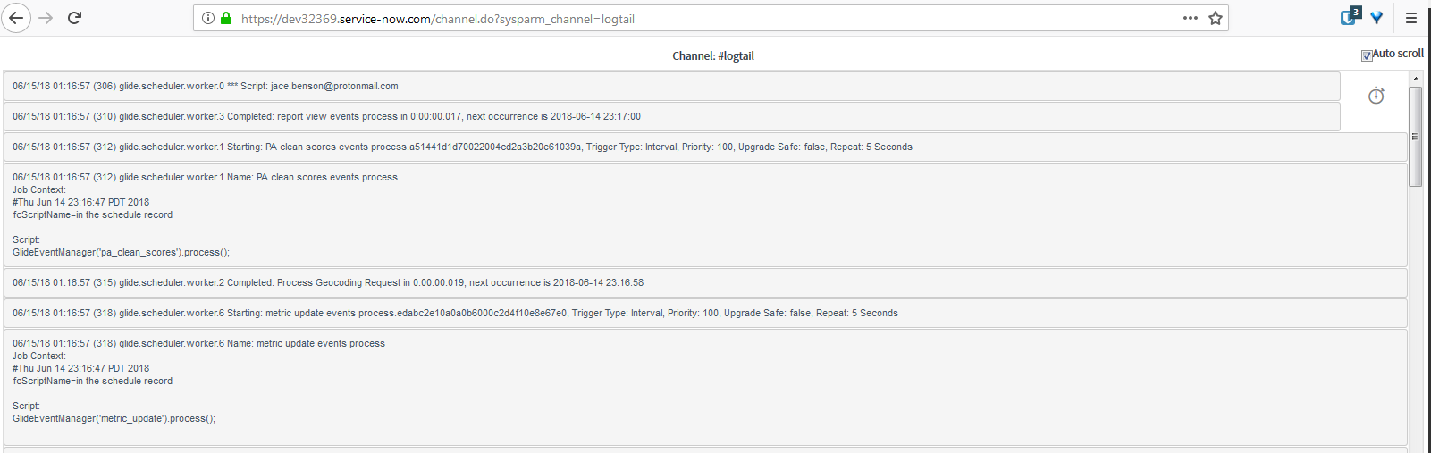 Screenshot of logtail.do in ServiceNow